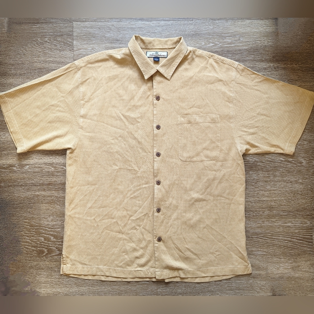 Tommy Bahama 100% Pure Silk Square Stitch Collared Button Down